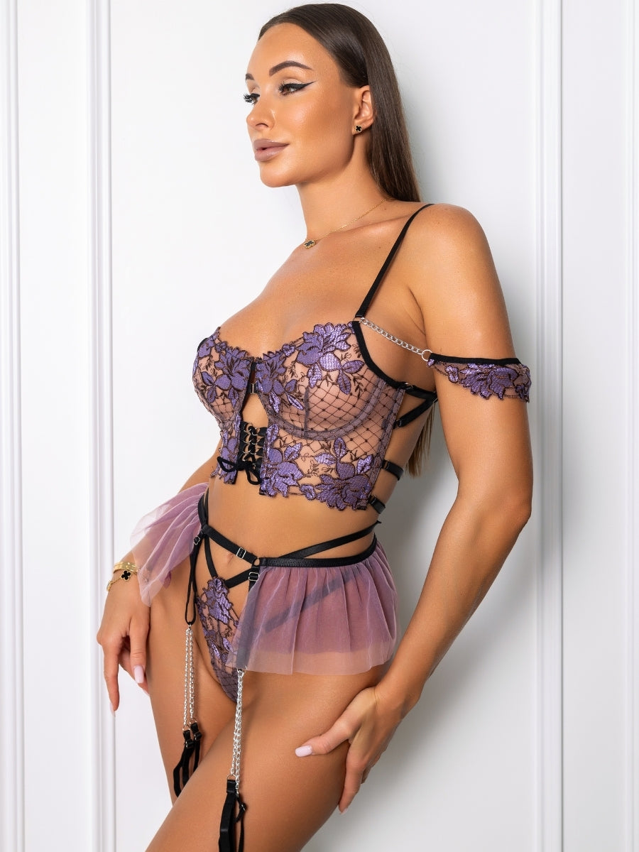 Feline Purple Lingerie Set