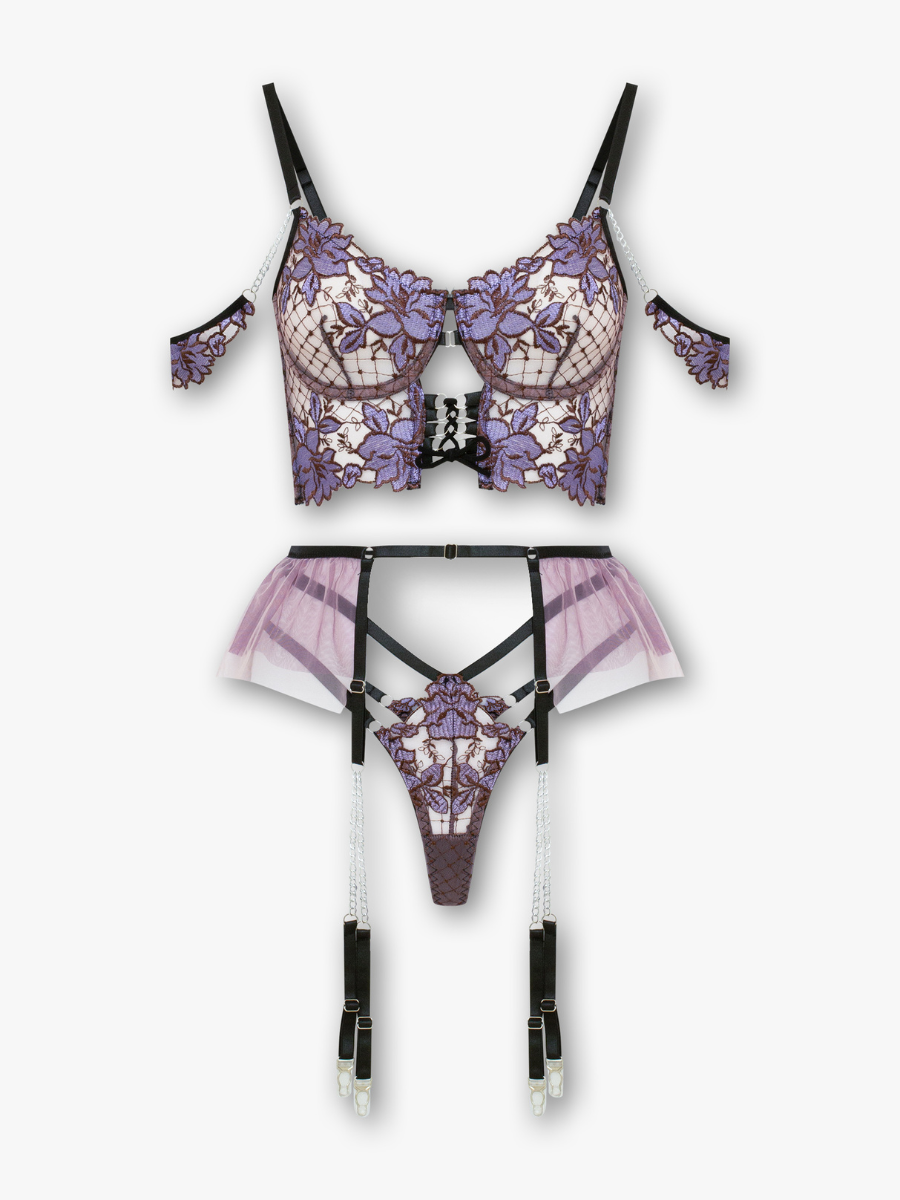 Feline Purple Lingerie Set